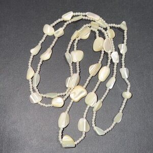 40” Endless White Mother-of-Pearl Shell Bead Necklace